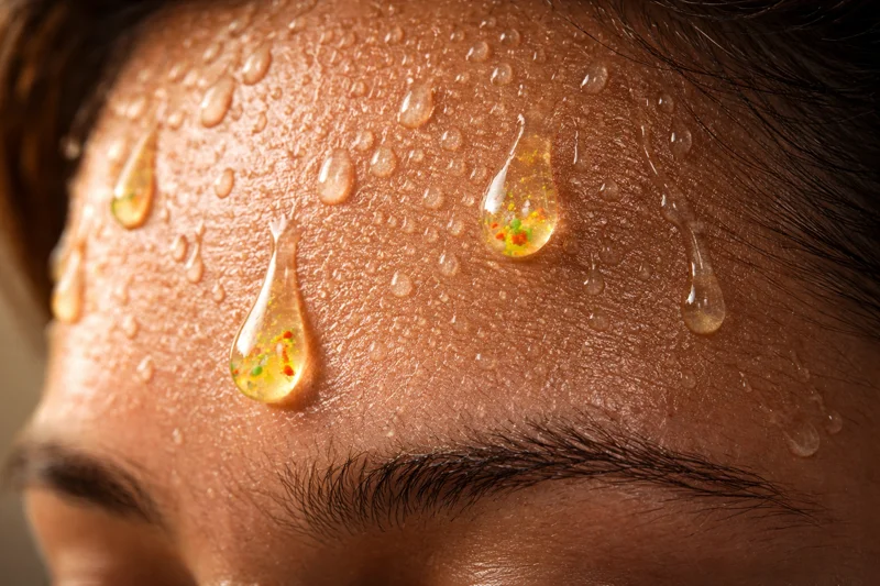 Detox through sweating and exercise showing natural elimination methods including sauna therapy, physical activity, and skin detoxification.