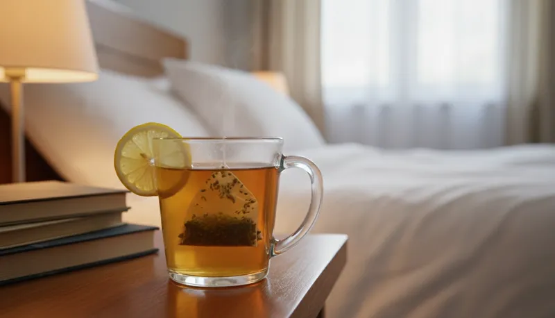 A mug of moringa tea with lemon and ginger.